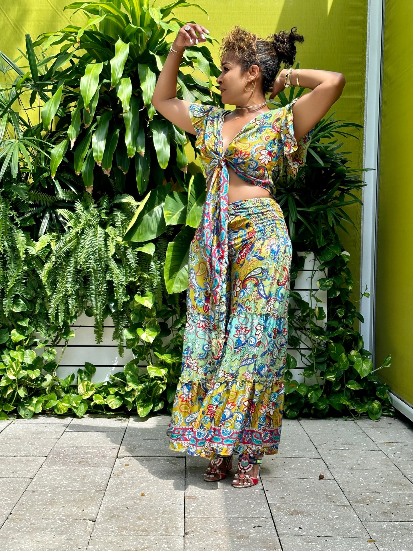 Multicolor 2pc Palazzo Pants Set